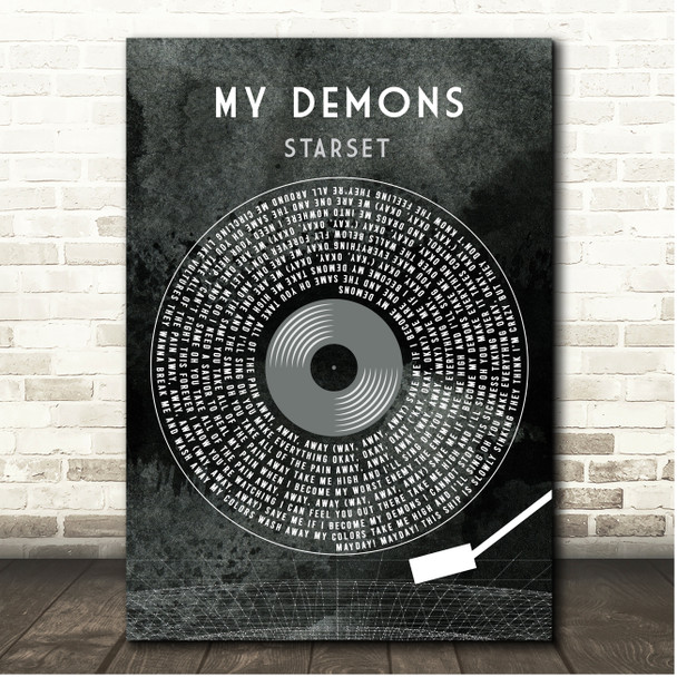 STARSET My Demons Grunge Grey Vinyl Record Song Lyric Print