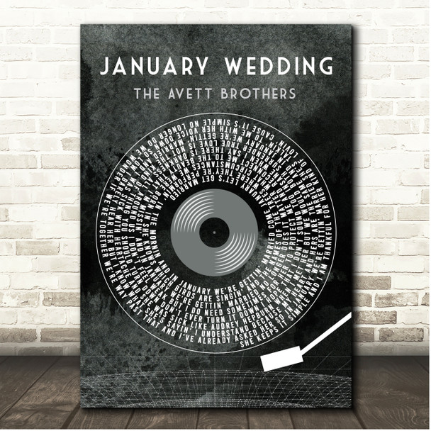 The Avett Brothers January Wedding Grunge Grey Vinyl Record Song Lyric Print