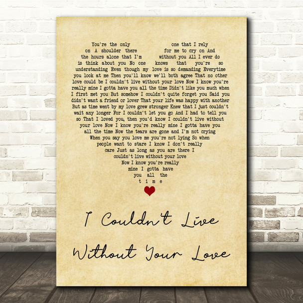 Petula Clark I Couldn't Live Without Your Love Vintage Heart Song Lyric Print