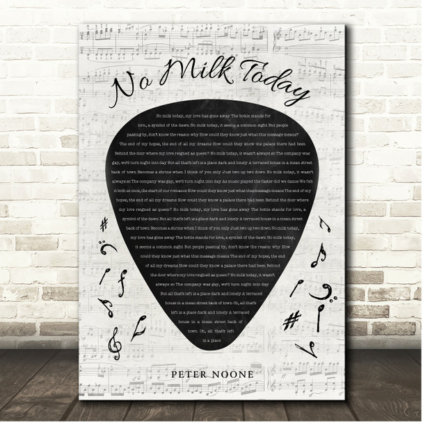 Peter Noone No Milk Today Guitar Pick Plectrum Song Lyric Print