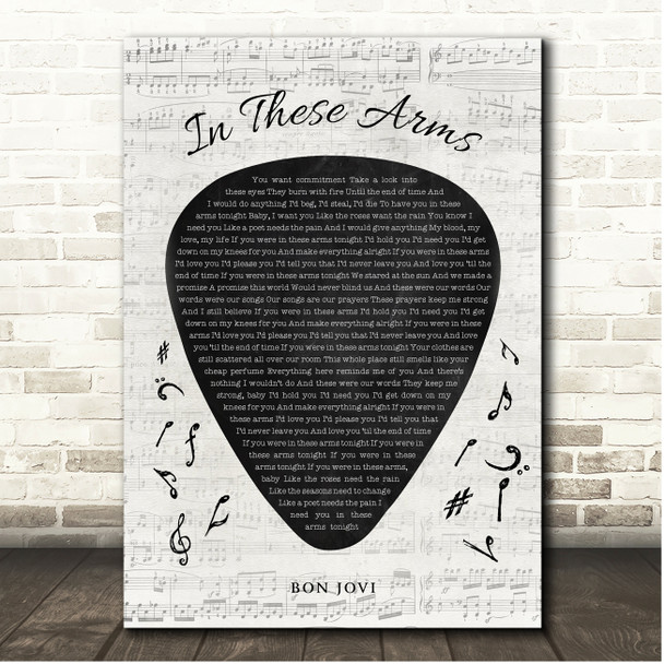 Bon Jovi In These Arms Guitar Pick Plectrum Song Lyric Print