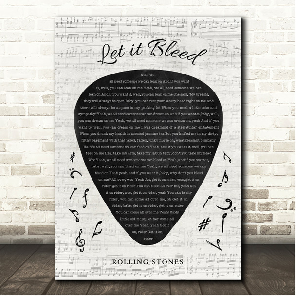 The Rolling Stones Let It Bleed Guitar Pick Plectrum Song Lyric Print