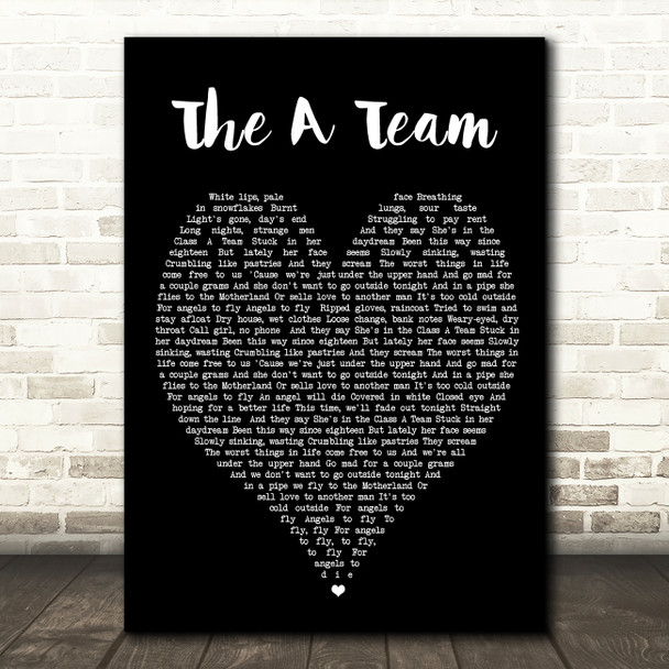 The A Team Ed Sheeran Black Heart Quote Song Lyric Print