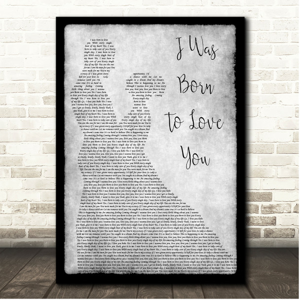 Queen I Was Born To Love You Grey Couple Dancing Song Lyric Print