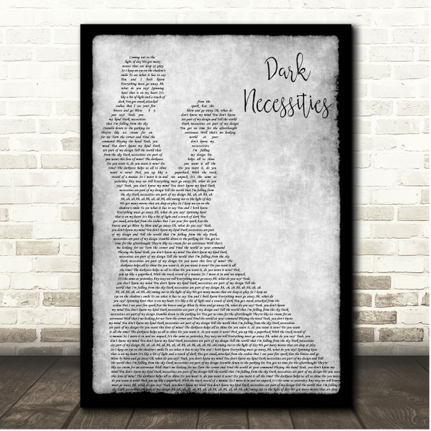 Red Hot Chili Peppers Dark Necessities Grey Couple Dancing Song Lyric Print