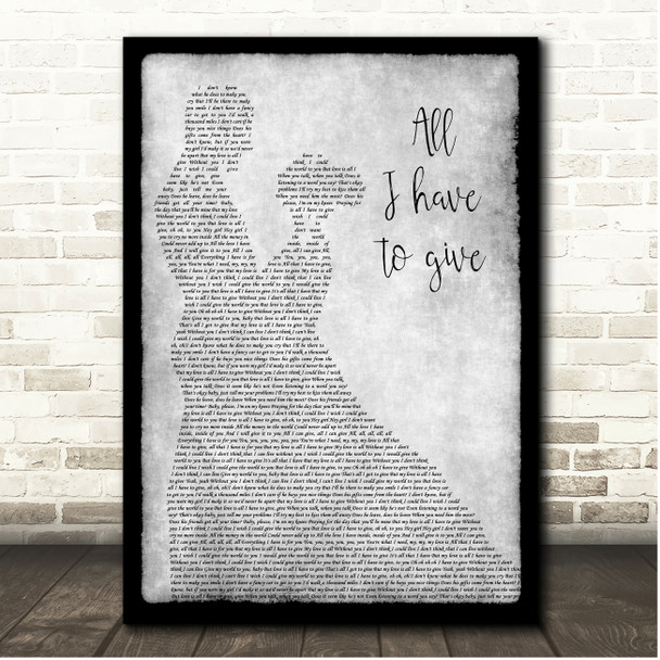 Backstreet Boys All I Have To Give Grey Couple Dancing Song Lyric Print