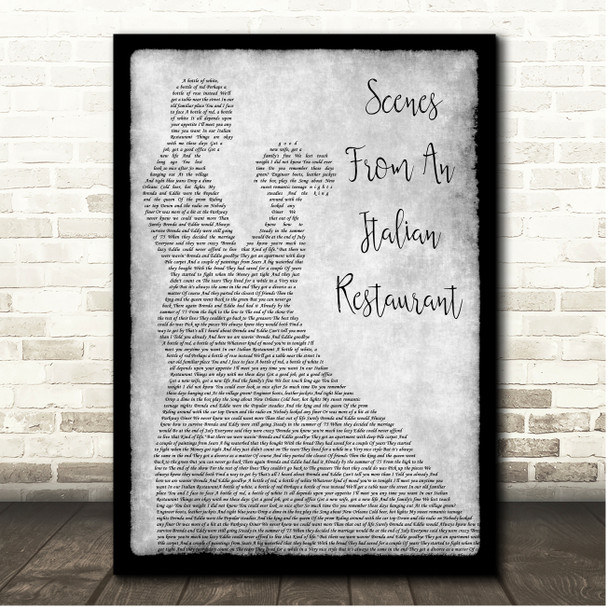 Billy Joel Scenes From An Italian Restaurant Grey Couple Dancing Song Lyric Print