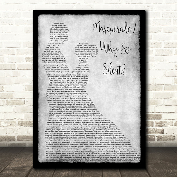 Andrew Lloyd Webber Masquerade - Why So Silent Grey Couple Dancing Song Lyric Print