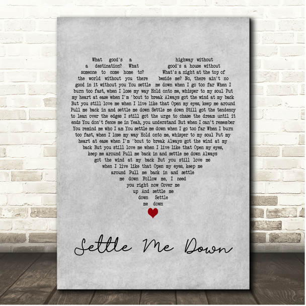 Josh Abbott Band Settle Me Down Grey Heart Song Lyric Print