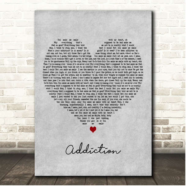 Kanye West Addiction Grey Heart Song Lyric Print