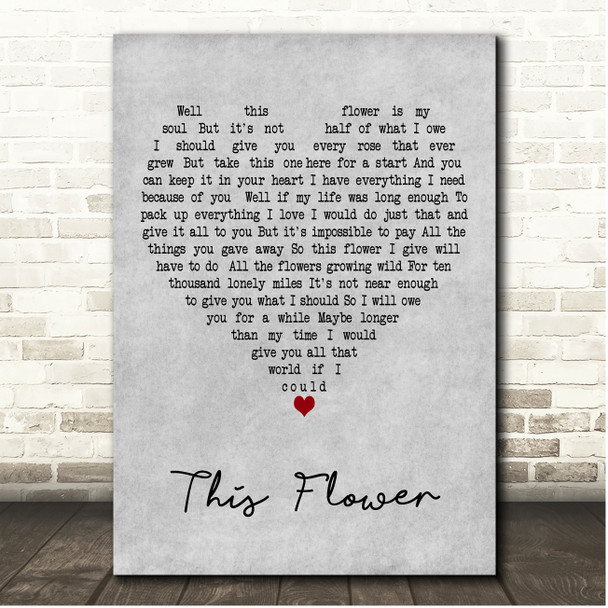 Kasey Chambers This Flower Grey Heart Song Lyric Print