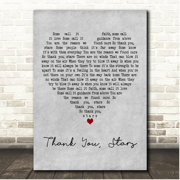 Katie Melua Thank You, Stars Grey Heart Song Lyric Print