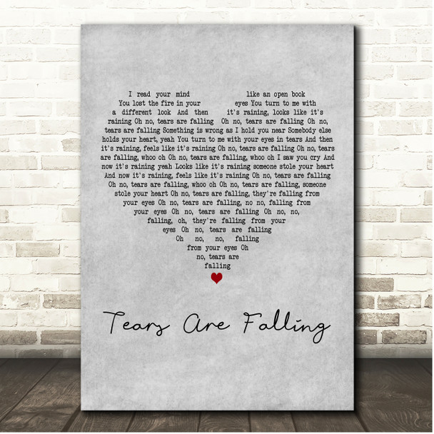 Kiss Tears Are Falling Grey Heart Song Lyric Print