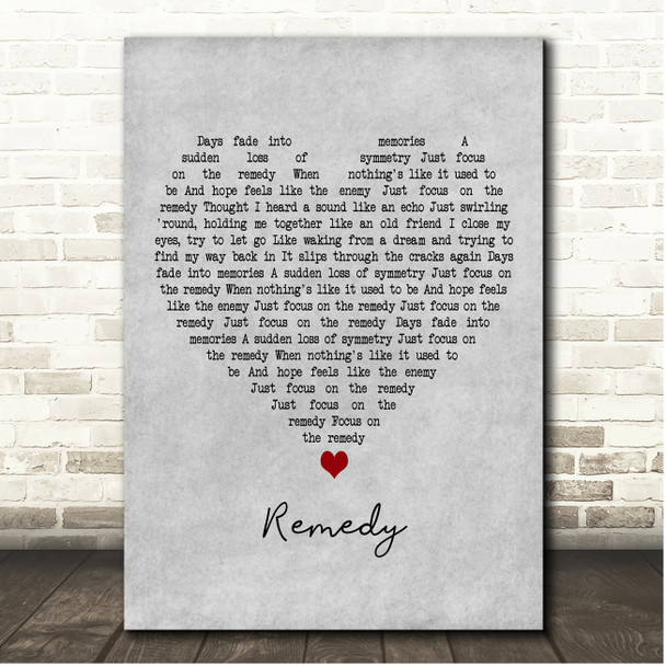 Augustana Remedy Grey Heart Song Lyric Print