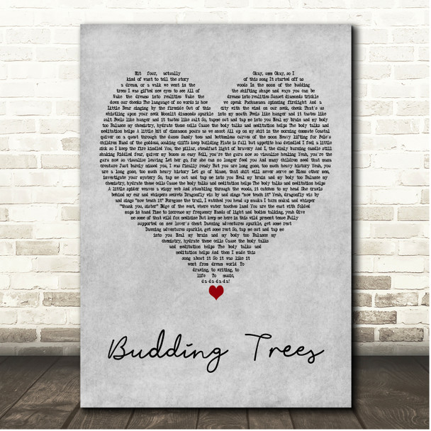 Nahko And Medicine For The People Budding Trees Grey Heart Song Lyric Print