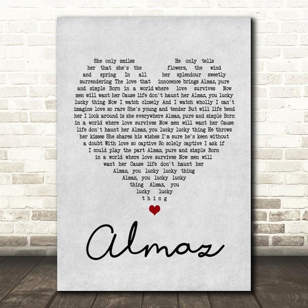 Randy Crawford Almaz Grey Heart Song Lyric Quote Print