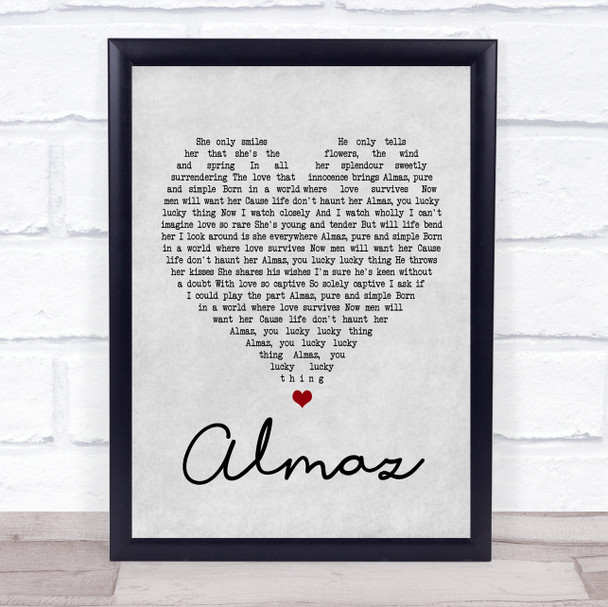 Randy Crawford Almaz Grey Heart Song Lyric Quote Print