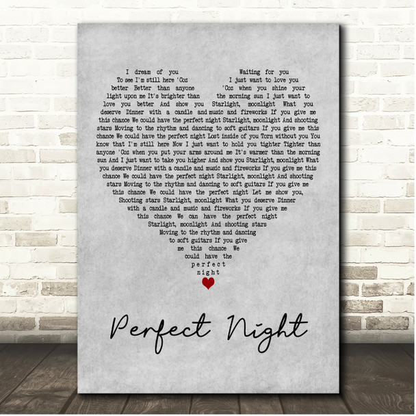 Peter Andre Perfect Night Grey Heart Song Lyric Print