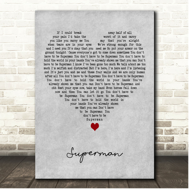 Rachel Platten Superman Grey Heart Song Lyric Print