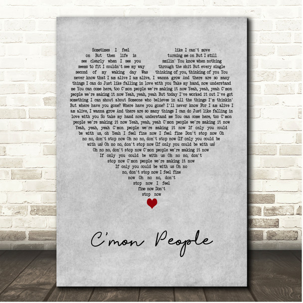 Richard Ashcroft Cmon People Grey Heart Song Lyric Print