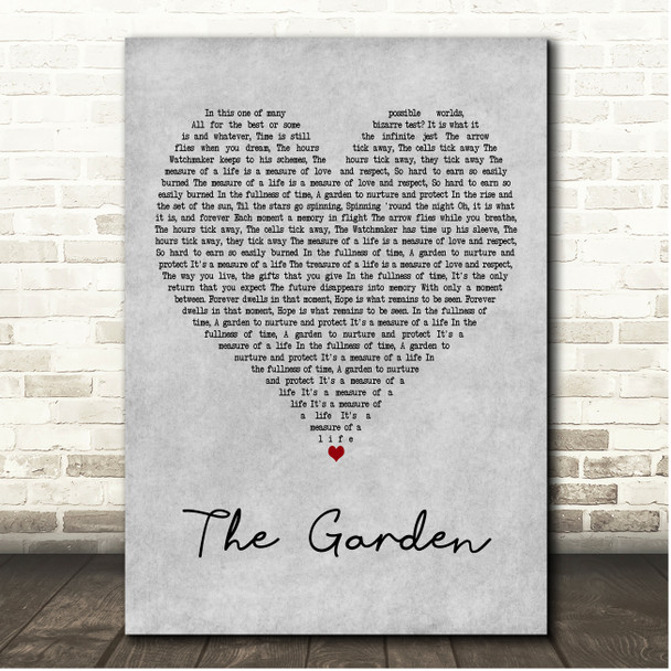 Rush The Garden Grey Heart Song Lyric Print