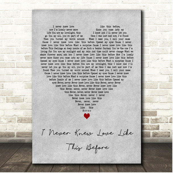 Stephanie Mills I Never Knew Love Like This Before Grey Heart Song Lyric Print