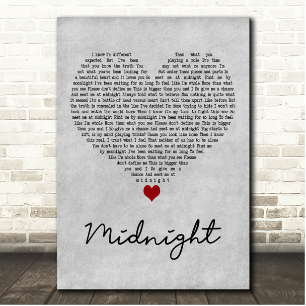 Beth Crowley Midnight Grey Heart Song Lyric Print