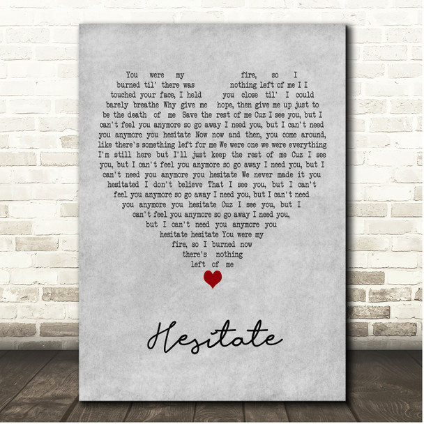 Stone Sour Hesitate Grey Heart Song Lyric Print