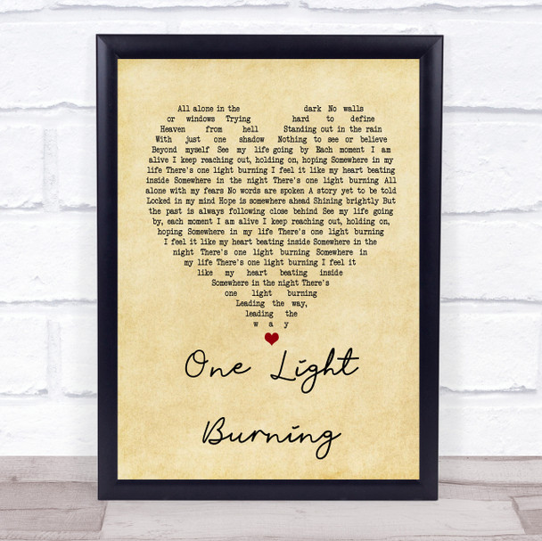 Richie Sambora One Light Burning Vintage Heart Song Lyric Quote Print