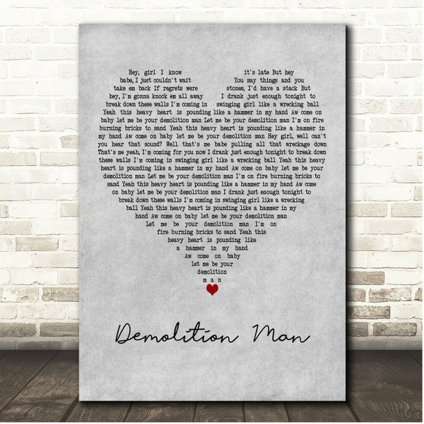 The Cadillac Three Demolition Man Grey Heart Song Lyric Print