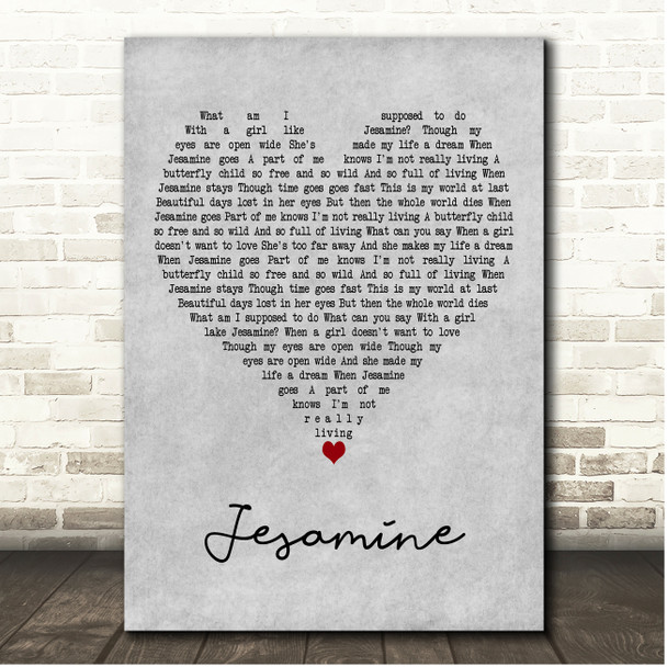 The Casuals Jesamine Grey Heart Song Lyric Print