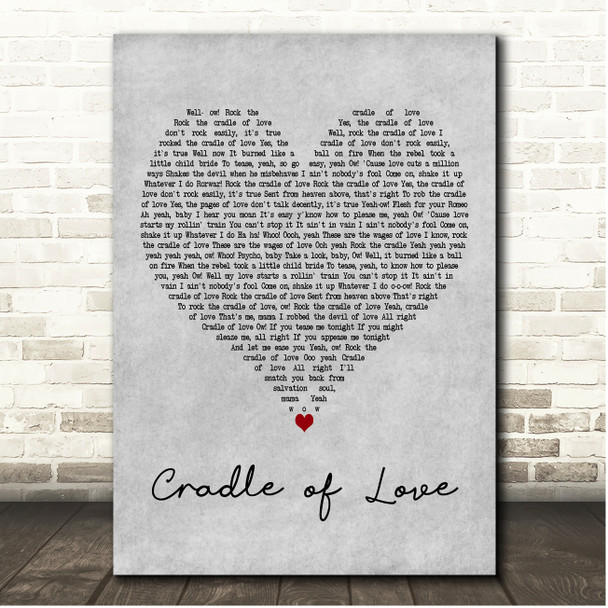 Billy Idol Cradle of Love Grey Heart Song Lyric Print