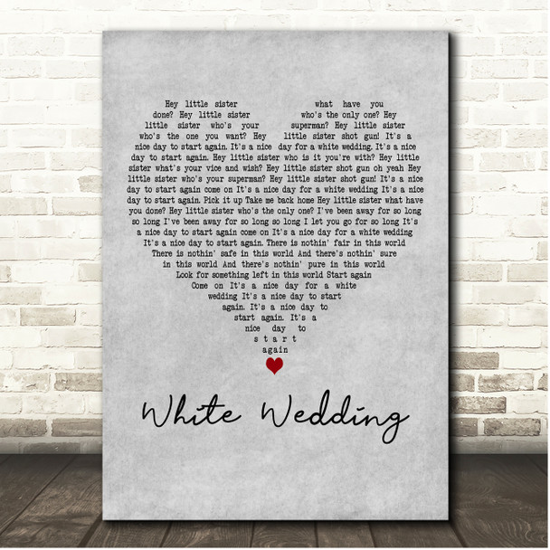 Billy Idol White Wedding Grey Heart Song Lyric Print