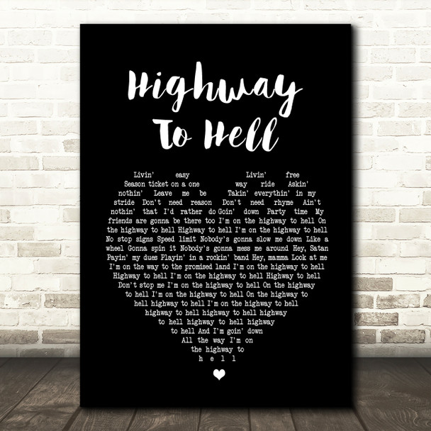 AC DC Highway To Hell Black Heart Song Lyric Quote Print