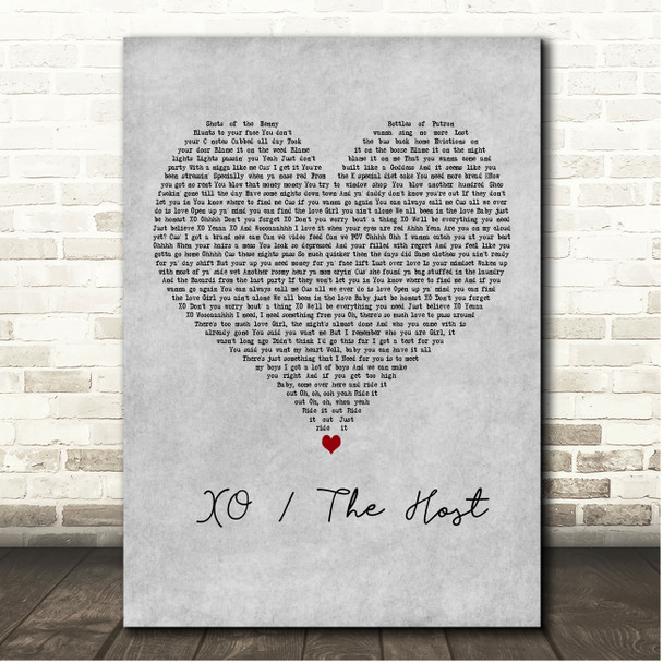 The Weeknd XO - The Host Grey Heart Song Lyric Print