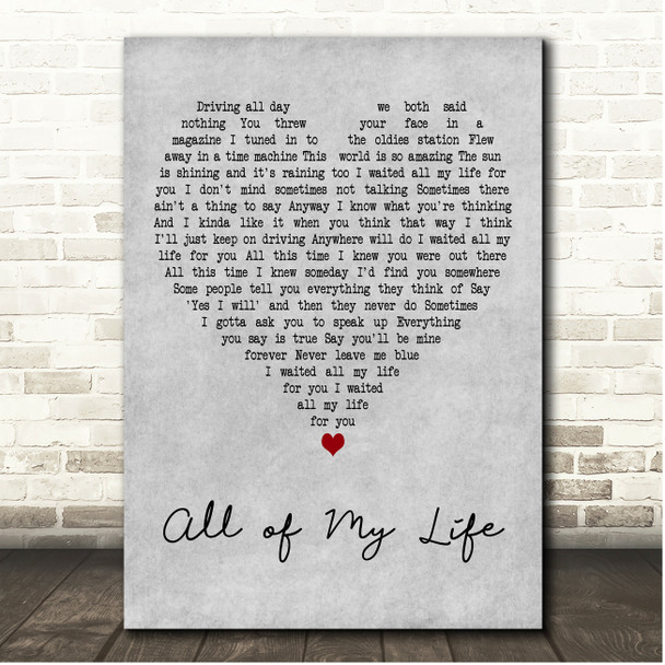 Todd Snider All of My Life Grey Heart Song Lyric Print