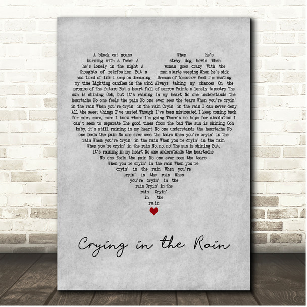Whitesnake Crying in the Rain Grey Heart Song Lyric Print