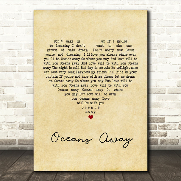 Roger Daltrey Oceans Away Vintage Heart Song Lyric Quote Print