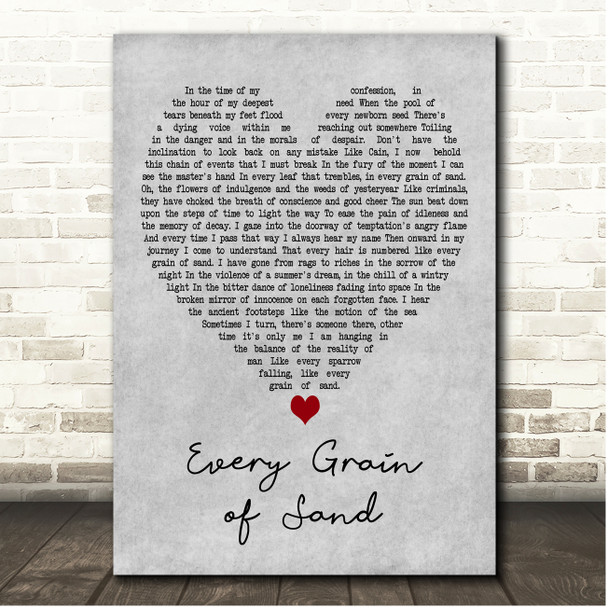 Bob Dylan Every Grain of Sand Grey Heart Song Lyric Print
