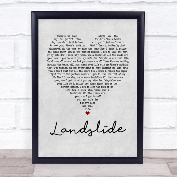 Ronan Keating Landslide Grey Heart Song Lyric Quote Print