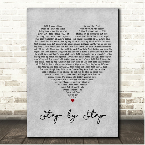 Brandon Davis Step by Step Grey Heart Song Lyric Print