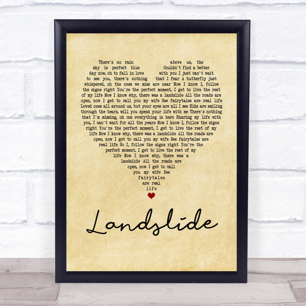 Ronan Keating Landslide Vintage Heart Song Lyric Quote Print