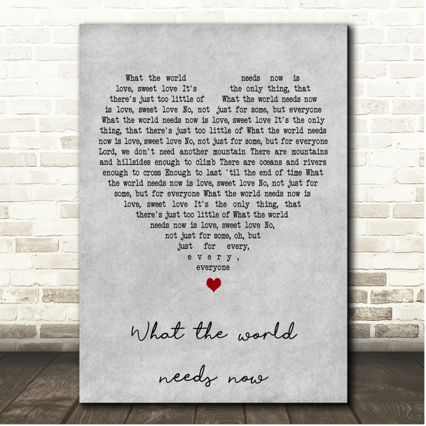 Burt Bacharach & The Posies What the World Needs Now Grey Heart Song Lyric Print