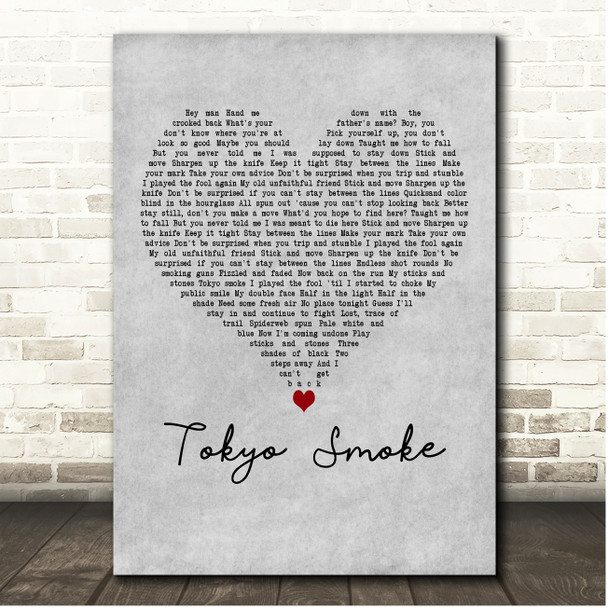 Cage The Elephant Tokyo Smoke Grey Heart Song Lyric Print