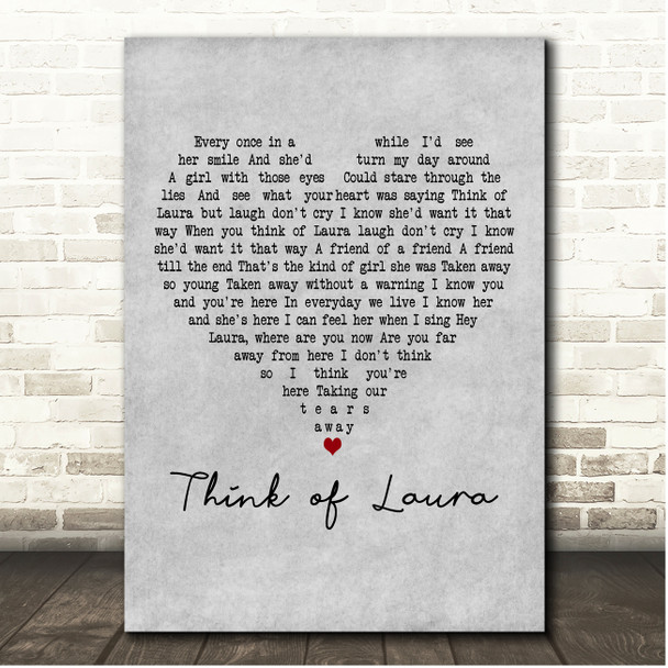 Christopher Cross Think of Laura Grey Heart Song Lyric Print