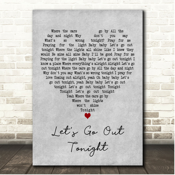 Craig Armstrong Lets Go Out Tonight Grey Heart Song Lyric Print