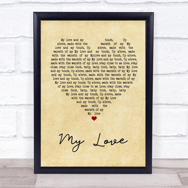 Route 94 feat. Jess Glynne My Love Vintage Heart Song Lyric Quote Print