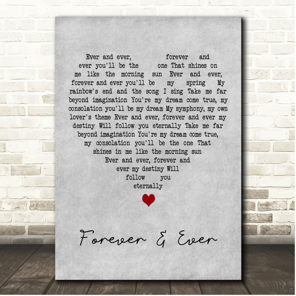 Demis Roussos Forever and Ever Grey Heart Song Lyric Print