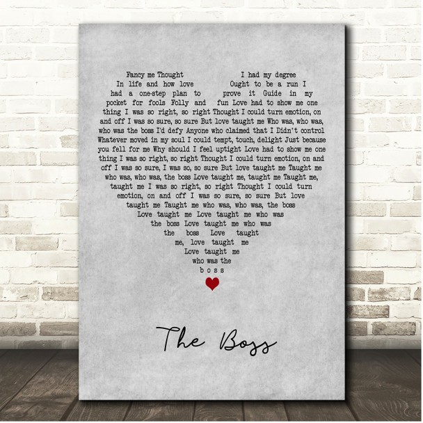 Diana Ross The Boss Grey Heart Song Lyric Print