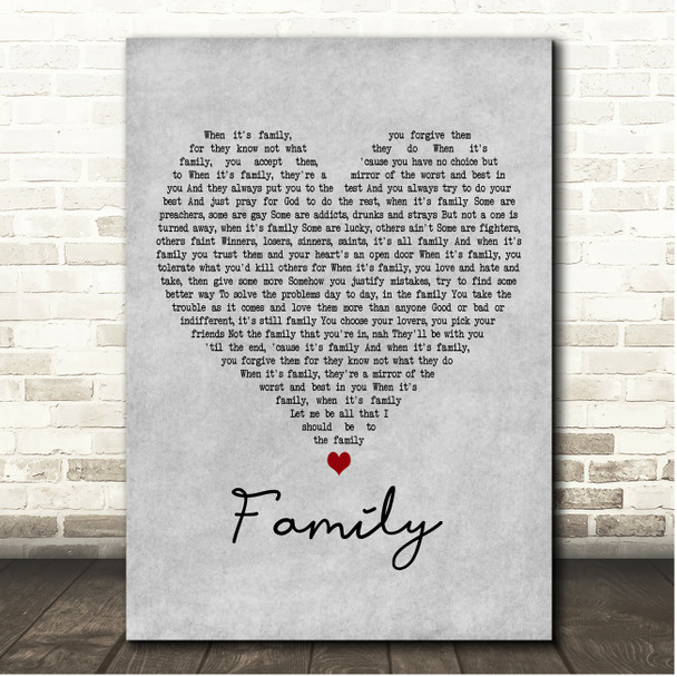 Dolly Parton Family Grey Heart Song Lyric Print